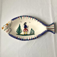 Fish Plate Dish | Henriot Quimper | Folk Art | Faience | Vintage Ceramic | 27cm
