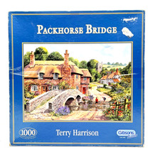 Gibsons 1000 Piece Jigsaw Puzzle Packhorse Bridge Complete T Harrison Village