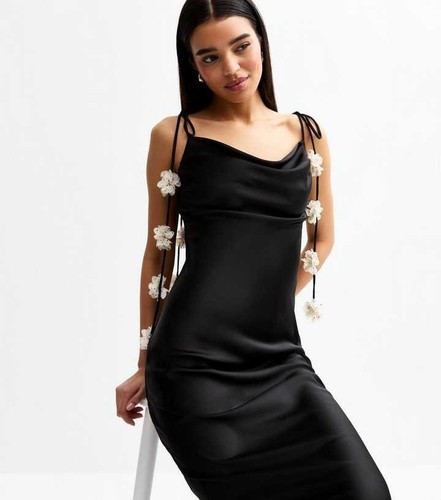 New look black satin corsage - new,