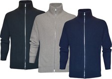 Zip Up Cardigan Knitted Plain Funnel Neck Casual Jumper Ex Store w/ Two Way Zip