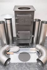 BLACK LOG BURNER WOODBURNING STOVE MULTIFUEL GARAGE GREENHOUSE WORKSHOP HEATER 