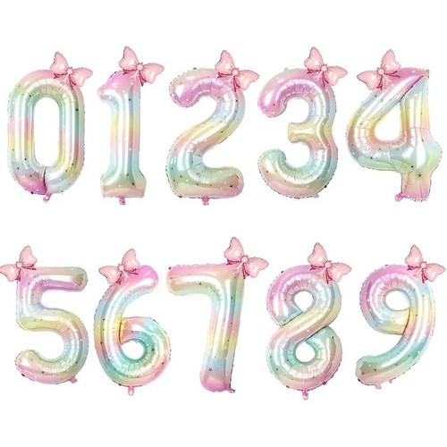 Rainbow number balloon girl - number,