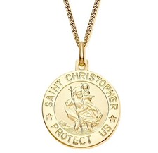 9ct Gold on Silver ST Christopher Pendant / Necklace - Choice of Chain
