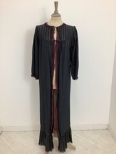 Vintage 1970s sheer robe babydoll black housecoat Burlesque swing nightgown #V1