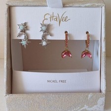 Silver earrings crystal opals & gold plated earrings with pink crystals BUNDLE