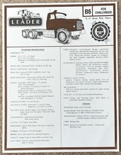 LEADER TRUCKS B6 406 CHALLENGER Australian Specification Sheet Undated