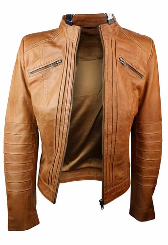 Women ladies biker brown - women,