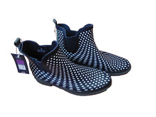 M&S Marks And Spencer Size 9 (43) SHORT SPOTTY WELLIES BLUE Wellington Boots NEW