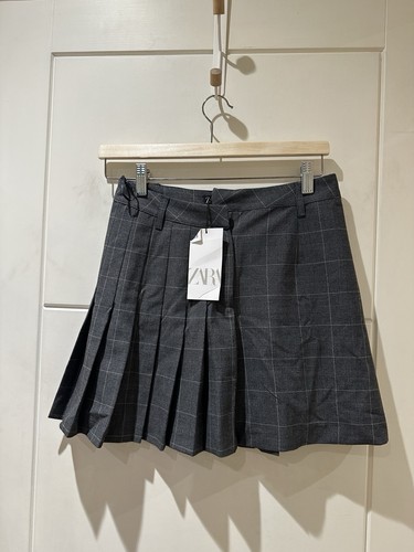 Zara gray plaid pleated - plaid,