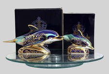 Royal Crown Derby ‘Bottlenose Dolphin & Baby’ Boxed Date Matched Paperweights