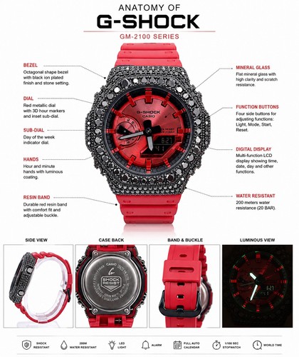 Casio shock 2100 red watch - casio, #2100