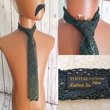 Tootal 1970s Knitted Tie Green