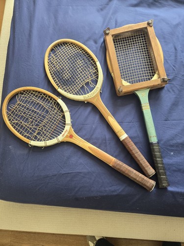 Vintage wooden tennis rackets - wooden,