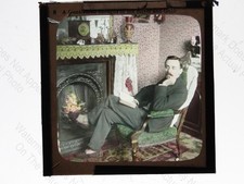 Gentleman Reading Fireplace
