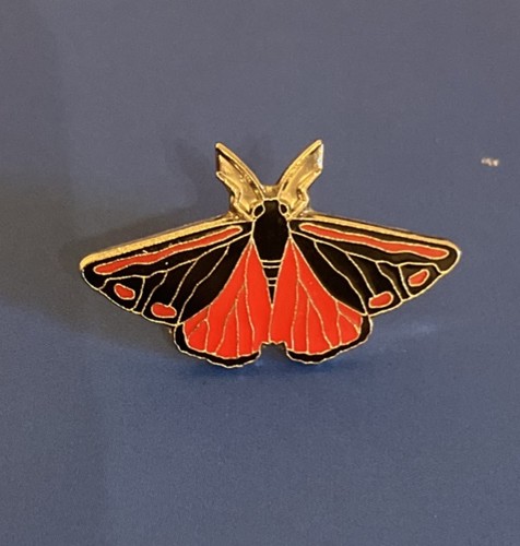 Rspb cinnabar moth charity pin - cinnabar,