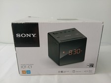SONY ICF-C1 RADIO ALARM CLOCK BLACK CUBE FM/AM ANALOGUE TUNER BOXED WORKING-MIB