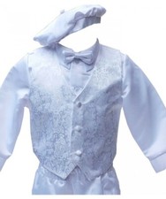 Baby Boys 5pc Christening Couche Tot Outfit, Avaliable in White & Ivory.
