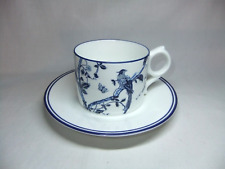 Laura Ashley Summer Palace Royal Blue & White Bird Floral Butterfly Cup & Saucer