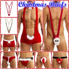 Sexy Men Christmas Reindeer Mankini V-string Thong Fancy Dress Costume Underwear