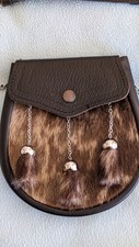 Original Scottish Sporran (Greenland Seal) + Leather Strap & Steel Chain 