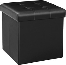 Black Folding Storage Ottoman