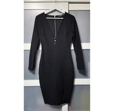 Missguided Black Plunge Bodycon Bandage Midi Dress Size 10 NWOT