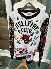Mens older boys Christmas Xmas jumper XS stranger things hellfire club vgc