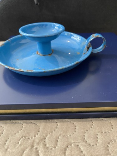 Vintage enamel candle holder - vintage,