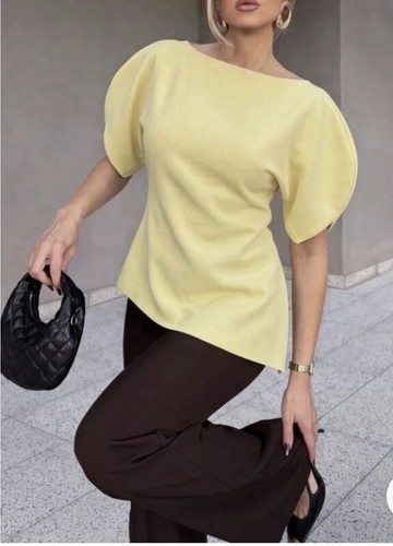 Zara yellow puff short - yellow, sleeves