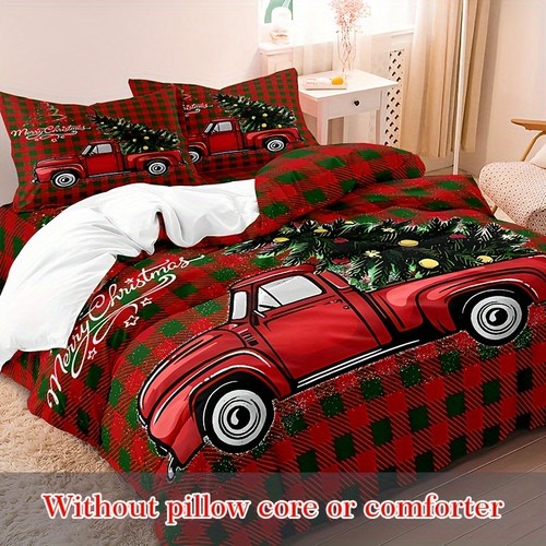 Christmas red truck - christmas, tree