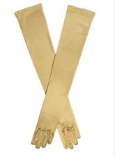 Satin Gold EXTRA LONG FINGERED PARTY PROM BRIDAL WEDDING OPERA GLOVE,21.5"
