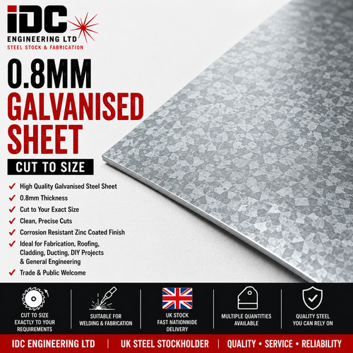 8mm galvanised steel - 0.8mm,