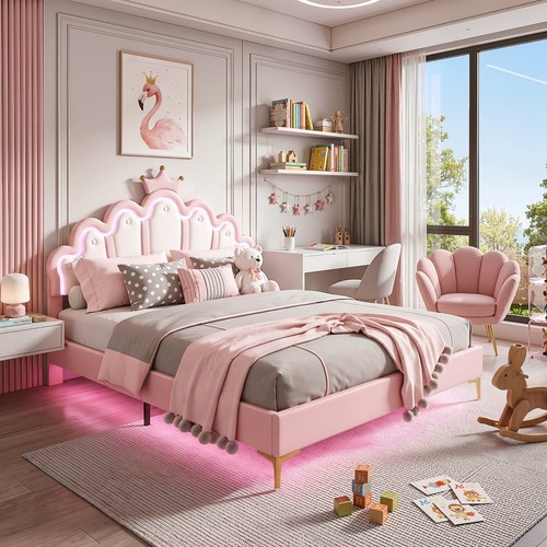 Girls upholstered double bed - girls,