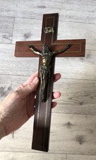 Vintage Inlaid Wooden Wall Hanging Crucifix