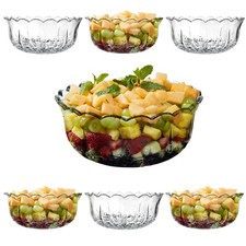 Trifle Bowl Set 7 Piece Set Clear Glass Fruit Salad Dessert Punch Bowl Dishes