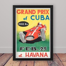 Cuban Grand Prix of Havana 1958 Vintage Framed Wall Art Poster Print