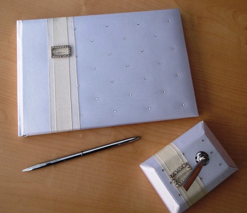 Inexpensive white guest book - inexpensive, &