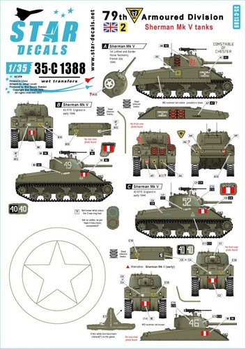 Star decals c1388 sherman - decals, 35-c1388,