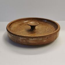 Large Rare Vintage Round Wooden Serving Tray with Handle 