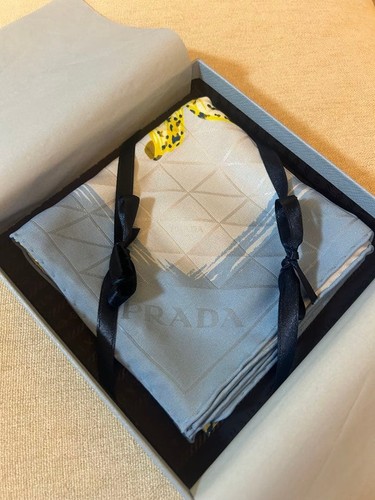 Prada blue silk scarf with - scarf,