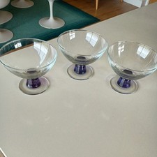 Denby Storm Dessert fruit Bowls Glass x 3  VGC 