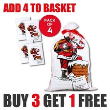 4 x Giant Santa Sacks Stocking Christmas Extra Large Xmas Gift Kids Present Bag