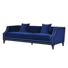 Indigo blue velvet sofa