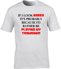 Trombone Mens T-Shirt I'd Rather Be Playing Gift Idea Music Jazz Trombonist Cool