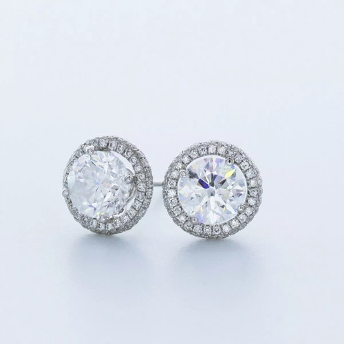 Stud earrings solid 14k white - stud,