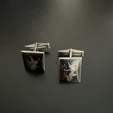 Pair Of Siam Sterling Silver & Niello Cufflinks In Good Condition