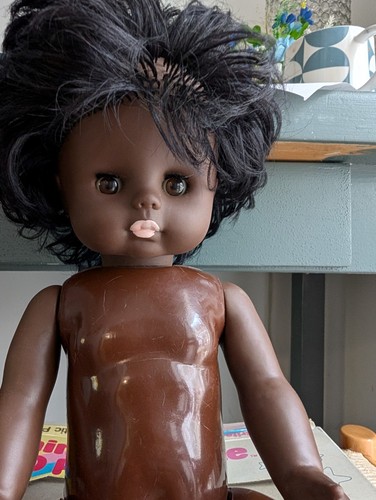 Vintage black baby doll - 17",
