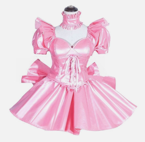 Pink satin sissy - satin,