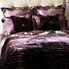Gingerlily luxurious plum colour 100% silk velvet bed throw size 240 by 240