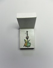 NEW Disney World Tinkerbell April Birthday Charm on Clear Crystal Belly Bar 